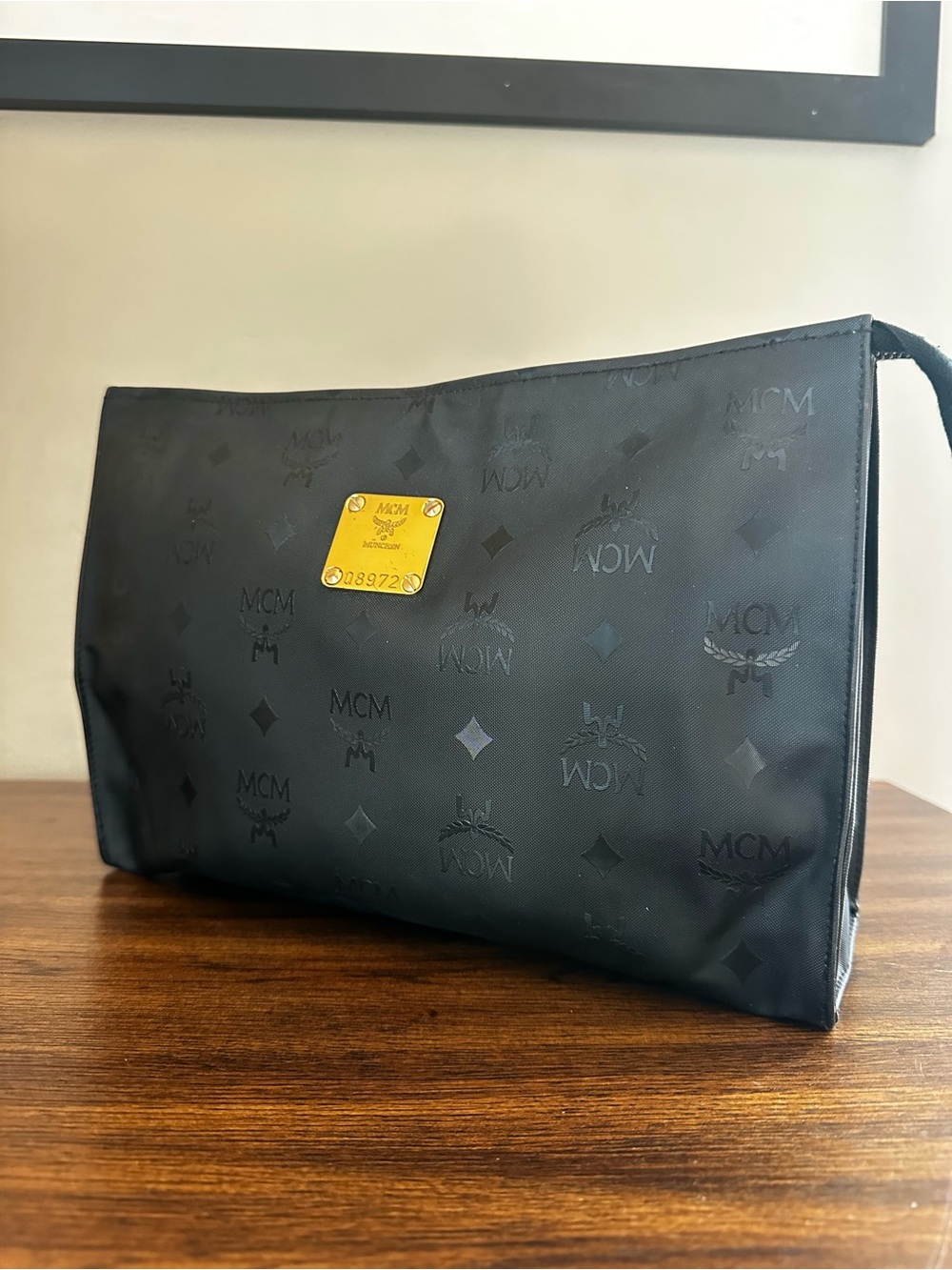 MCM Black Monogram Clutch / Pouch